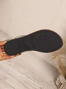 Women Woven Flat Sandals, Flip Flops With Toe Ring And Open Toe, Non-Slip Slipper For Indoor And Outdoor Use - Mint Green - View 7