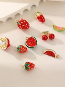 8pcs Copper Alloy Fruit Charms, Minimalist & Cute, Suitable For Party Decoration
