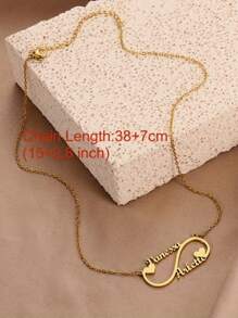 Best Valentine's Day Gift Stainless Steel Customized Gold Heart Infinity Couple Name Necklace, Fashionable Bohemian Style Personalized Pendant Necklace For Girl, Daily Wear Jewelry Accessory