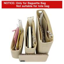 Baguette Multi-Pocket Filztuch Organizer Einsatz Tasche Damen Reißverschluss-Kosmetiktasche Reise Make-up Beutel Leichtgewicht tragbar Innentasche Geldbörse Aufbewahrung Schulmaterial