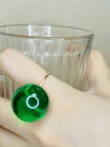 1 pieza Anillo abierto de acero inoxidable de resina clara de estilo minimalista elegante y artístico, adecuado para el uso diario, la calle, el festival de música, la fiesta o la ropa de noche - Multicolor - Ver 14