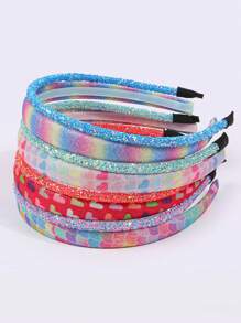 8pcs/Set Girls Glitter Headband Ombre Rainbow Love Hairband Party Favors Girls Hair Accessories
