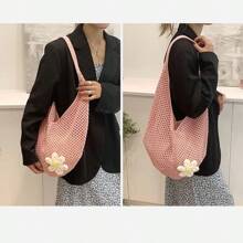 Torba Hollow Out Weave w stylu boho, torebka plażowa, torba typu tote o dużej pojemności, torba plażowa w stylu Slouchy, zakupy, damska, codzienna torba plażowa o dużej pojemności, torba typu tote z szydełkowanym kwiatem, modne torebki typu tote, torba podróżna na zewnątrz