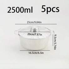 5/12/24pcs 1000ml/2500ml Disposable Aluminum Pot With Lid, Round Foil Plate, Disposable Cookware, Vacation Food Container, Camping Baking Heating Cooking Tool, Suitable For Kitchen, Outdoor, Travel, Vacation, Convenient Disposable Food Heating Container