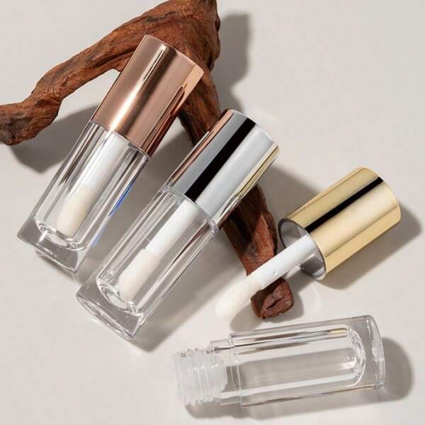 1/5 pièces Tubes de 6ml vides de brillant à lèvres couleur or rose/or/argent avec un grand applicateur. Bouteilles de brillant à lèvres vides