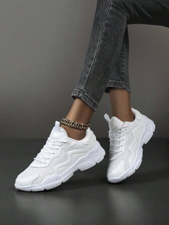 Zapatillas deportivas con plataforma de malla transpirable, calzado casual y atlético para correr en primavera para mujer