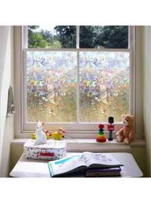 1. PC Privacy Window Glass Film, Solid Color Background Rainbow Crescent Fragment Decorative Glass Film, Electrostatic Adsorption Easy To Install Adhesive Free Removable Glass Film, Bedroom Bathroom Door And Window Glass Film, Suitable For Home, Home Bathroom Object Kitchen Study, Master Bedroom Room Office, Electrostatic Adsorption Application, Enhances Privacy Through Light Filtering