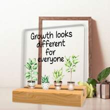 [4x4 Inch Inspirational Desk Plaque] Acrylic Decorative Sign "Growth Looks Different For Everyone", Classic Style Inspirational Desk Plaque, 4x4 Inch, English Language, With Tabletop Mounting, For Office, Classroom, And Partition Decor, Multipurpose Decorative Gift