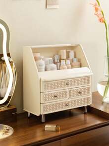 French Vintage Drawer Style Cosmetic Storage Box, Dust-Proof Desktop High-End Large Capacity Multi-Functional Skincare And Jewelry Organizer - Multicolor - View 14