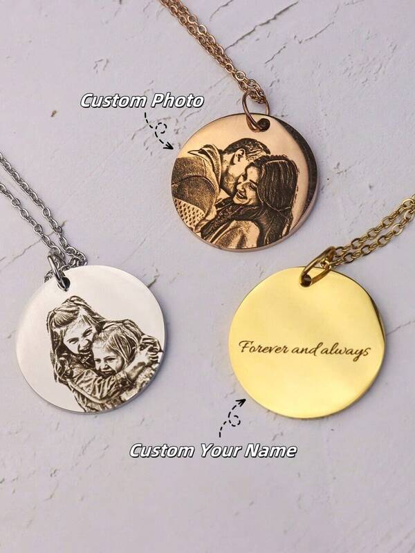 1pc Customized Minimalist Personalized Pet Portrait Engraved Round Photo Pendant Necklace | Customized 25mm Round Photo Pendant Necklace, Stainless Steel Customized Portrait Cross Chain Necklace | Pet Memorial Cross Chain Necklace | Customized Gift | Eye Necklace | Friend Necklace | Handmade Necklace | Customized Necklace | Anniversary Gift | Personalized Gift | Gift For Mom | Gift For Girlfriend | Minimalist Necklace