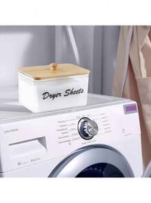 1pc Laundry Detergent Storage Box With Lid, Stores Absorbent Pads & Detergent Pods, Household Essential