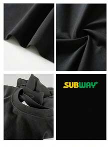 Men's Casual Cotton TShirt, Subway Logo Personalized Print, Perfect For Everyday Wear, Ideal For Fans Of Subway Sandwiches,  An Ideal Gift Choice, 100% Cotton 220GSM Heavyweight - Black - View 4