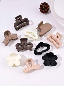 3PCS Solid Color Casual Retro ABS Plastic Women's Hair Clips, Bow, Flower, Cloud Shape, Front Bangs & Ponytail, Suitable For All Seasons Hair Claw Claw Clips Hair Jaw Clip Hair Clamps
