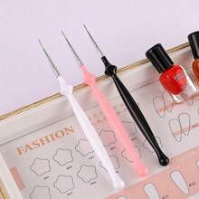 3 件装细线刷美甲条纹刷细线指甲刷细节绘画笔凝胶指甲彩绘工具 - 彩色 - 查看 2