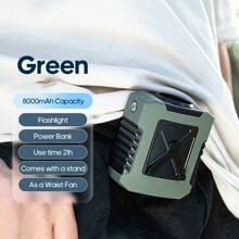 kinscoter 1 Peça Ventilador Portátil Recarregável de Alta Capacidade 8000mAh para Uso Externo, Praia, Camping, Viagens, Acessórios, Refrigerador de Ar, Bateria Portátil, Volta às Aulas, Mini Ventilador Pessoal com Lanterna