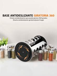 Especiero Giratorio, 20 Tarros Vidrio Organizador de Especias y Condimentos