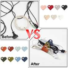 Organizer per cavi in pelle a forma di cuore, disponibile in più colori, con design portatile e antismarrimento, perfettamente compatibile con cavi dati per cellulari e cavi per auricolari