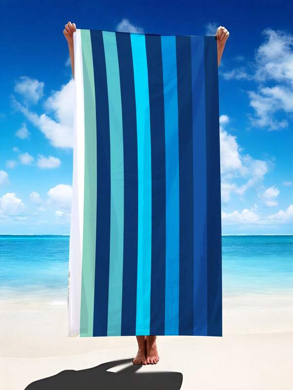 1pc Blue Watercolor Beach Towel, Microfiber Beach Towel, Super Absorbent Beach Towel, Travel Beach Towel, Sports Pool Towel, Bathroom Camping Towel, Yoga Girls Women Adult Beach Towel Beach Essentials