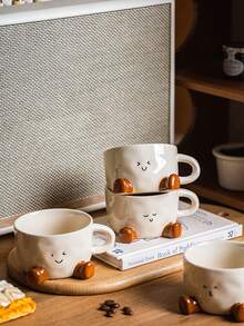 1/2/4pcs Ins Style New Ceramic Creative Mugs, High-Quality Gift Cups, Ceramic Coffee Cup, Latte Art Cup, Flower Tea Cup, Couple & Home Use Water Cup, For Women - Multicolor - View 8