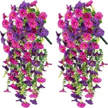 1/2/3pcs Artificial Wisteria Flower Vine - Eucalyptus Leaf And Trumpet Flower Hanging Decoration, Dual Color Purple Plastic Rattan Suitable For Outdoor/Indoor, Wedding, Garden, Terrace - Weather Resistant All Year Round, No Maintenance Required, Hanging Simulated Plants, Garden Decoration, Wedding Decoration, Double-Sided Flowers, Windproof Decoration