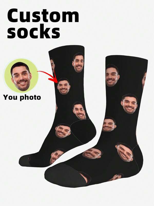 Custom Personalized Face Print Socks, Funny Face Photo Socks, Father's Day Novelty Socks, Gag Gifts Humorous Socks For Men & Women
