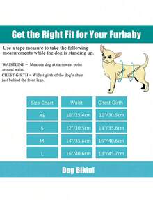 1件宠物狗荷叶边印花连衣裙，适合日常穿着，夏季游泳和摄影，清爽可爱 - 彩色 - 查看 5