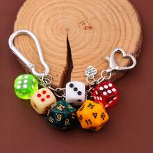 1pc Retro Shaped Dice Bag Charm, Vintage Design, Personalized Mobile Phone Hanging Accessory, Dual-Color Bag Pendant, Lucky Dice, Gift For Friends Car Accessories School Cute Goth Y2k - Multicolor - View 6
