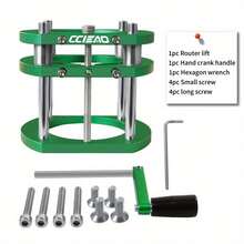 CCIEAO 65mm Motors Router Lift With 4-Claws Strong Gripping - Router Inverted Flip Board ,Supporting Aluminum Alloy Router Plate 240*200mm Green Plate And Fence,180° Miter Gauge - Green - View 14
