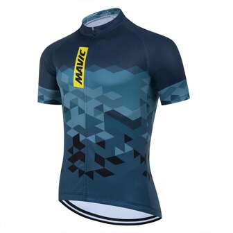ETIXXL Maillot de ciclismo para hombres de secado rápido con bolsillo trasero - Camiseta transpirable y que absorbe la humedad para MTB para ciclismo y conducción, diseño geométrico, mangas cortas raglán, cremallera, top deportivo para todas las temporadas, ropa de ciclismo | Camisa con patrón geométrico | Tela transpirable