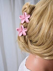 3 Pcs Solid Color Boho Style Cute ABS Plastic Flower Hair Clips For Women, Pink, All Season Hair Claw Claw Clips Hair Jaw Clip Hair Clamps