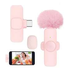 Micrófono inalámbrico profesional para iPhone, iPad ( 14 y versiones anteriores), micrófono de solapa Plug-and-Play para , grabación, vlog, Live - Rosa - Rosa - Ver 4