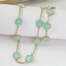 yhvmcl 1 pieza Elegante conjunto de collar de cadena multicapa de flor de cinco pétalos de metal minimalista para mujeres
