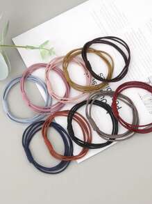 50pcs Morandi Color Knotted Hair Ties, Women Simple Niche Elegant High Elasticity Colorful Brown Basic Hair Bands For Ponytail, Bun