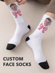 1 paire de chaussettes mi-longues personnalisées pour hommes avec n'importe quel visage. Chaussettes personnalisées avec photos