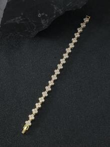 1 pieza Pulsera de lujo con flores de circonita al azar para mujeres, joyería exquisita con efecto deslumbrante de CZ como regalo