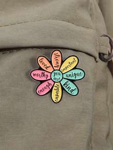 1pc Empowerment Flower Badge - "YOU ARE" Center With Positive Petals - Uplifting Pin For Mental Health & Self-Love - Multicolor - View 4