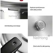 7 Litre Home Dual Handle Aluminum Pressure Cooker Kitchen Catering Cookware UK - Silver - View 9