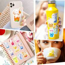 50/100 Stücke niedliche Boba Aufkleber für Wasserflasche, ästhetische Vinyl Getränke Aufkleber für Laptop, Skateboard, Handy, wasserfeste Aufkleber im Großpaket für Jugendliche, Erwachsene, Schulbedarf
