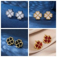 1 Paar Vintage Klee-Ohrringe mit vier Blättern, vielseitig einsetzbare neue Luxus Boutique Ohrringe für Frauen