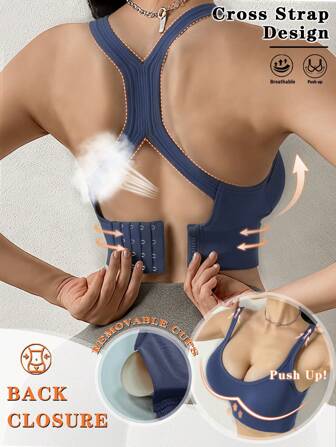 Sujetadores deportivos para yoga y running para mujeres, push up, con espalda cruzada sexy, para gimnasio, a prueba de golpes, cómodos, inalámbricos, de soporte suave, sin costuras, transpirables y ropa interior