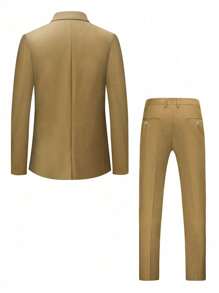 Chaqueta de traje de unicolor y pantalón largo para hombre, traje slim fit de 2 piezas para hombre adecuado para ceremonias sociales y trabajo de oficina