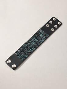 1pc Punk Style Multicolor Square Rivet Bracelet, Fashion Bangle For Men And Women, Street Casual, Club, Halloween, Simple Design To Showcase Unique Personalized
