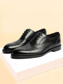 Men's Formal Leather Shoes, Four Season Leather Shoes, Men's Business Shoes, English Formal Shoes, Retro Leather Uppers, Men's Shoes, Soft Soles, Height Increasing Shoes, Youth Fashion, Casual Shoes - Black - View 1