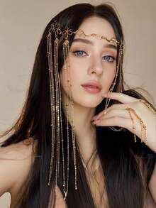 1pc Exotic Exquisite Headpiece Headchain Brow Pendant, Fashion Accessory Halloween - Multicolor - View 6