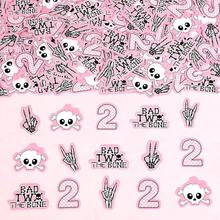 200Pcs Bad Two The Bone Confetti, Pink And Black Bad Two The Bone Birthday Decoration, Double Sided Table Confetti Scatters For Born To Rock Music Theme 2nd Birthday Party Supplies
