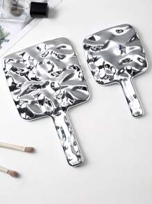 1pc/2pcs Portable Small Mirror, Wavy Pattern Handheld Makeup Mirror, Luxury High-End Compact Mirror For Touch-Up