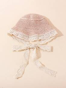 1 Pc Toddler Girls' 1-2Y Straw Summer Sun Hat With Chin Strap, Spring/Summer