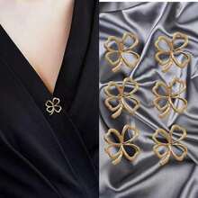 6pcs Women's Collar Clips, Lapel Pins, Versatile Chest Brooch, V-Neck Decor, Gift For Women, Valentine's Day Gift - Gold 3 - View 15