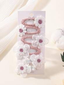 Set de 6 pinzas de cabello con pequeñas margaritas hechas a mano, accesorios de tela lindos para bebés - Multicolor - Ver 8