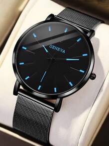 1pc Business And Leisure Men's Watch, A Casual And Simple Round Men's Mesh Quartz Watch, Suitable For Parties, Festivals, And Daily Business Wear, The Best Gift For Men.